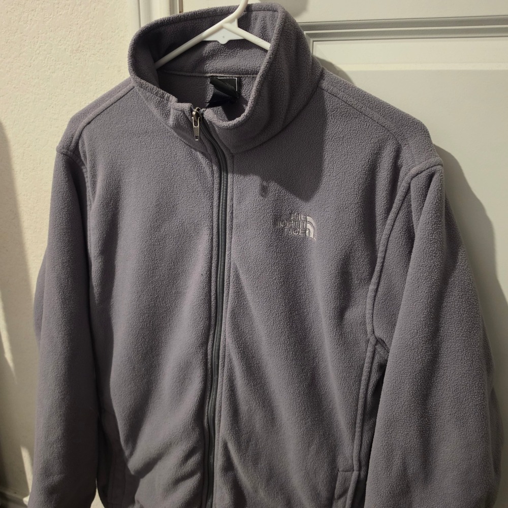 The North Face Womens XL TKA 100 Full Zip Fleece Jacket Gray Mock Neck Outdoor